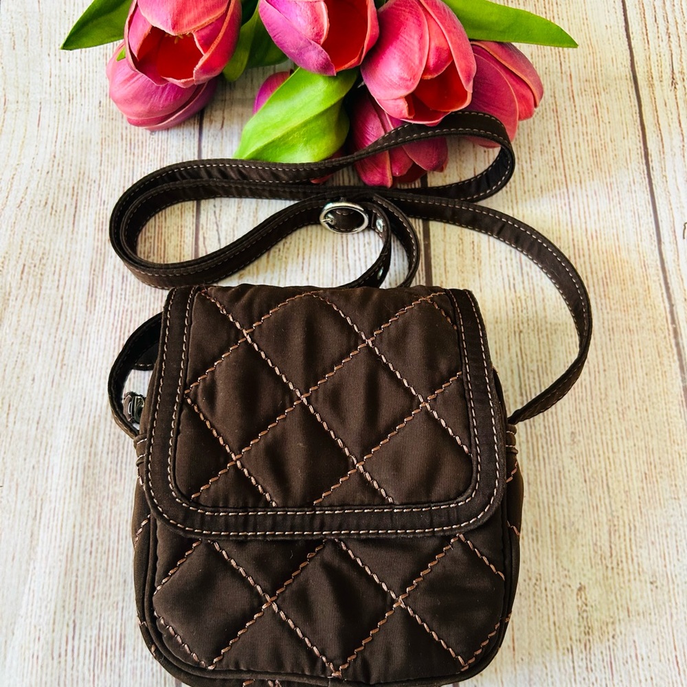 Vera Bradley Women’s Dark Brown Small Quilted Crossbody Bag